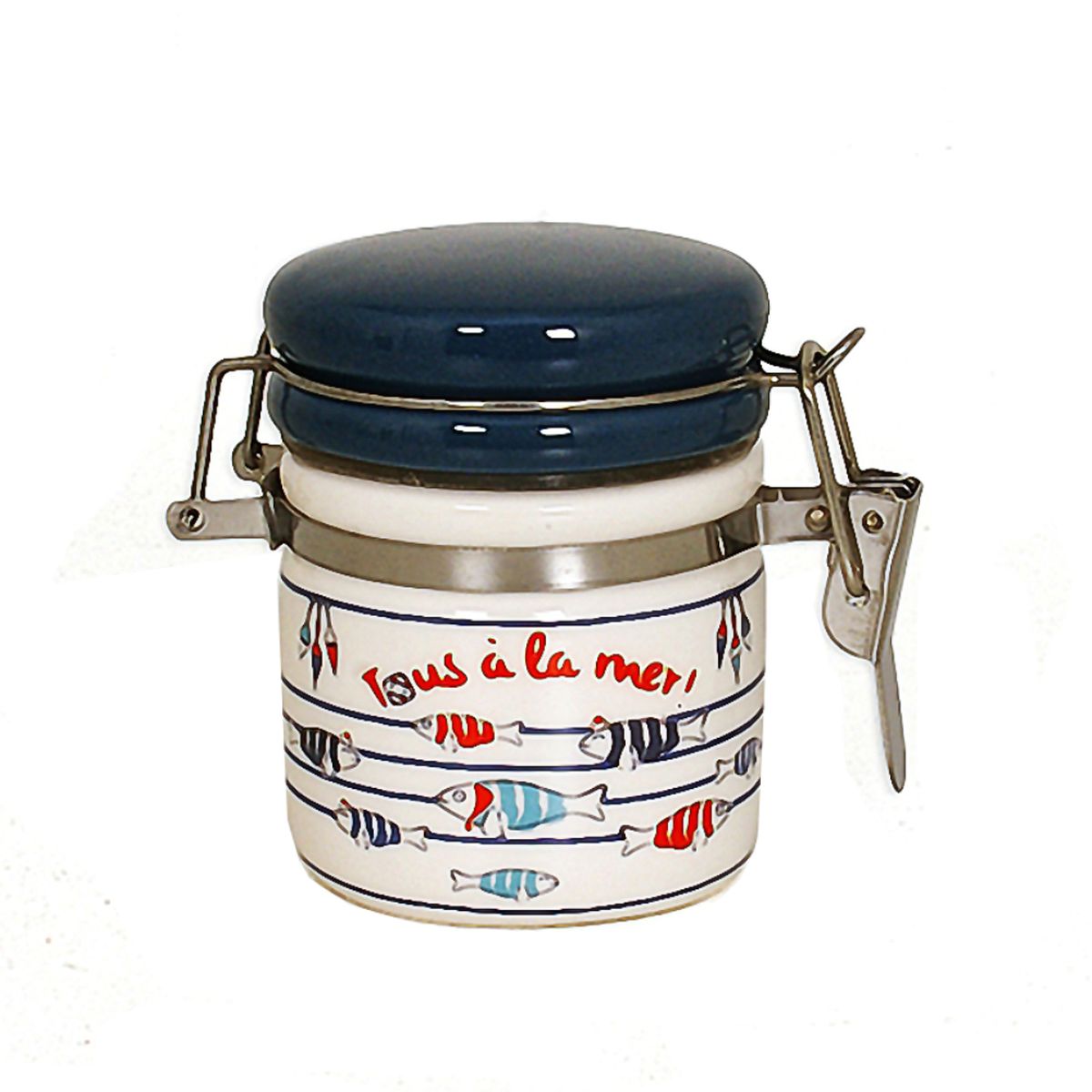 Pot à sel hermétique Mateline en Faïence avec cuillère en bois