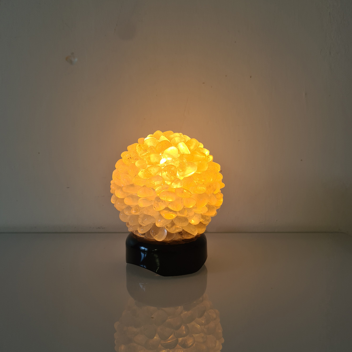 Lampe 13 cm ronde en quartz polis