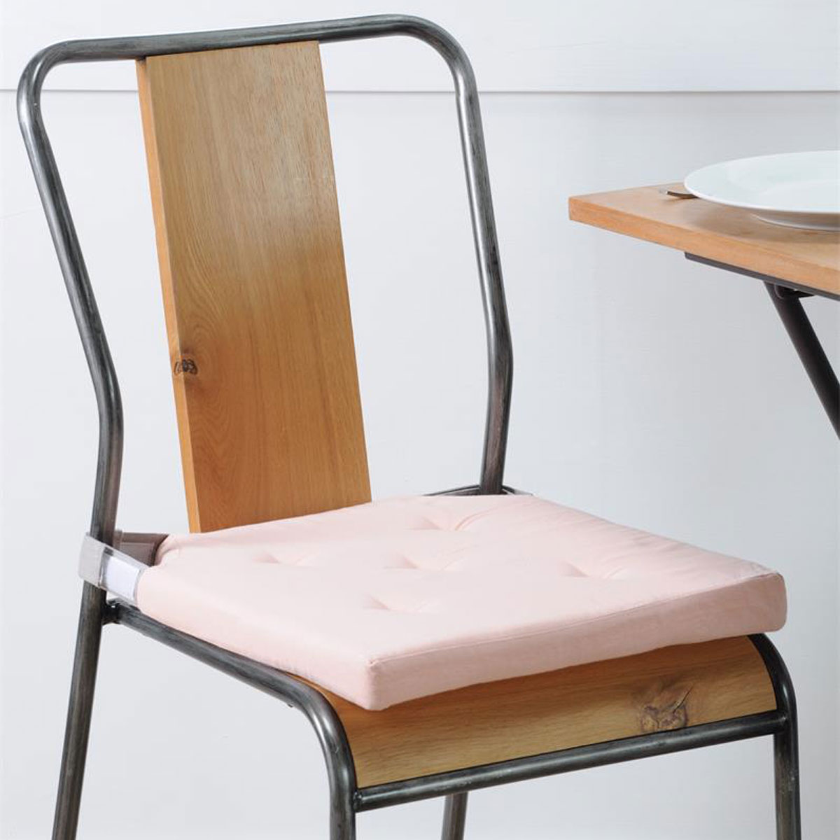 Coussin de chaise rversible poudre et gris en coton 38 x 38 cm