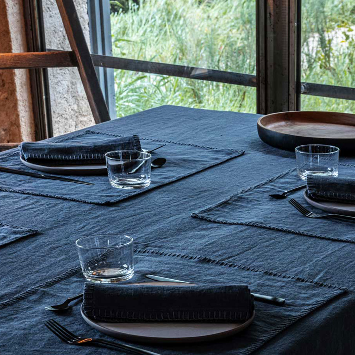Ensemble de 6 sets de table en lin lav Romance - Granit