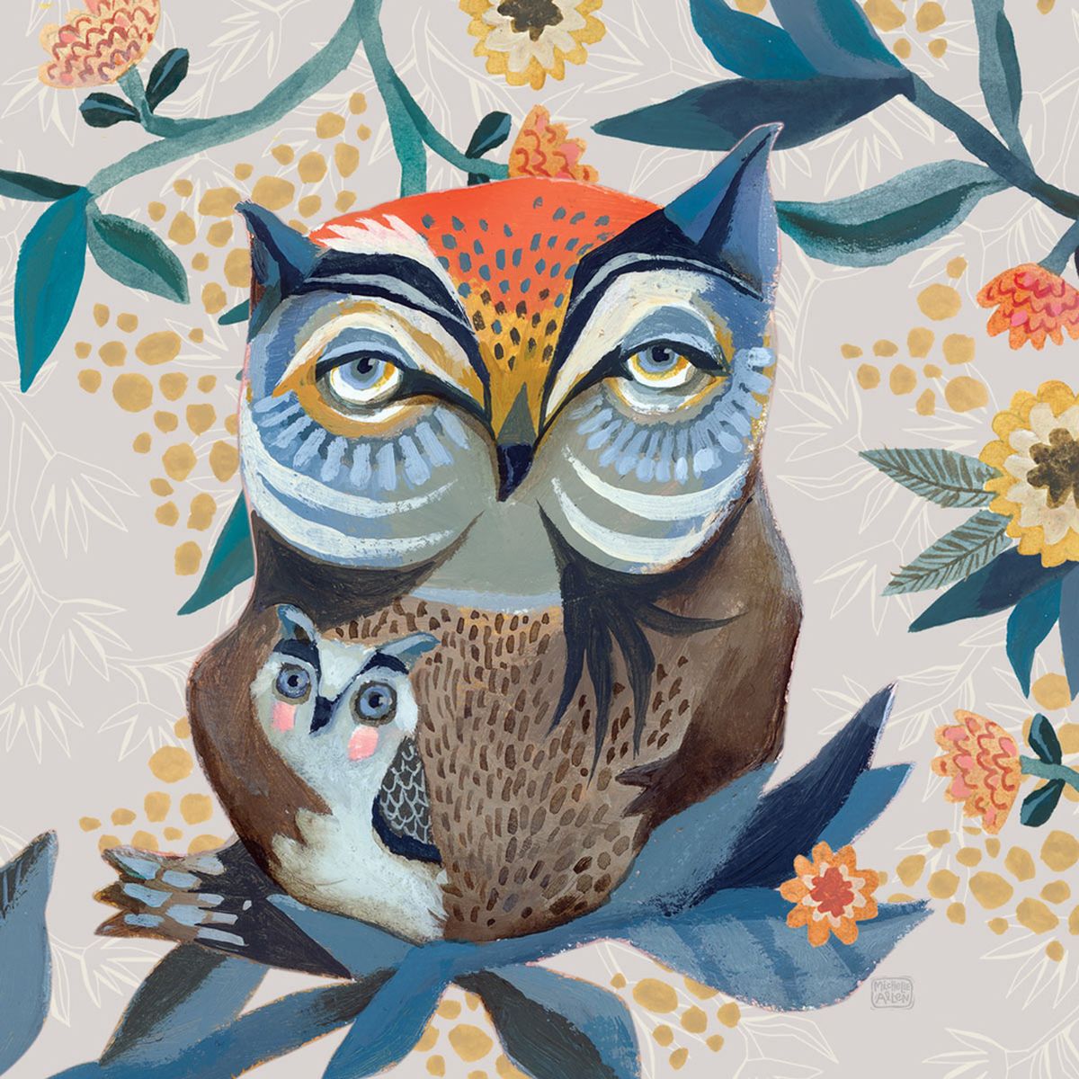 Torchon en coton dcor The Owl and Owlet par Allen