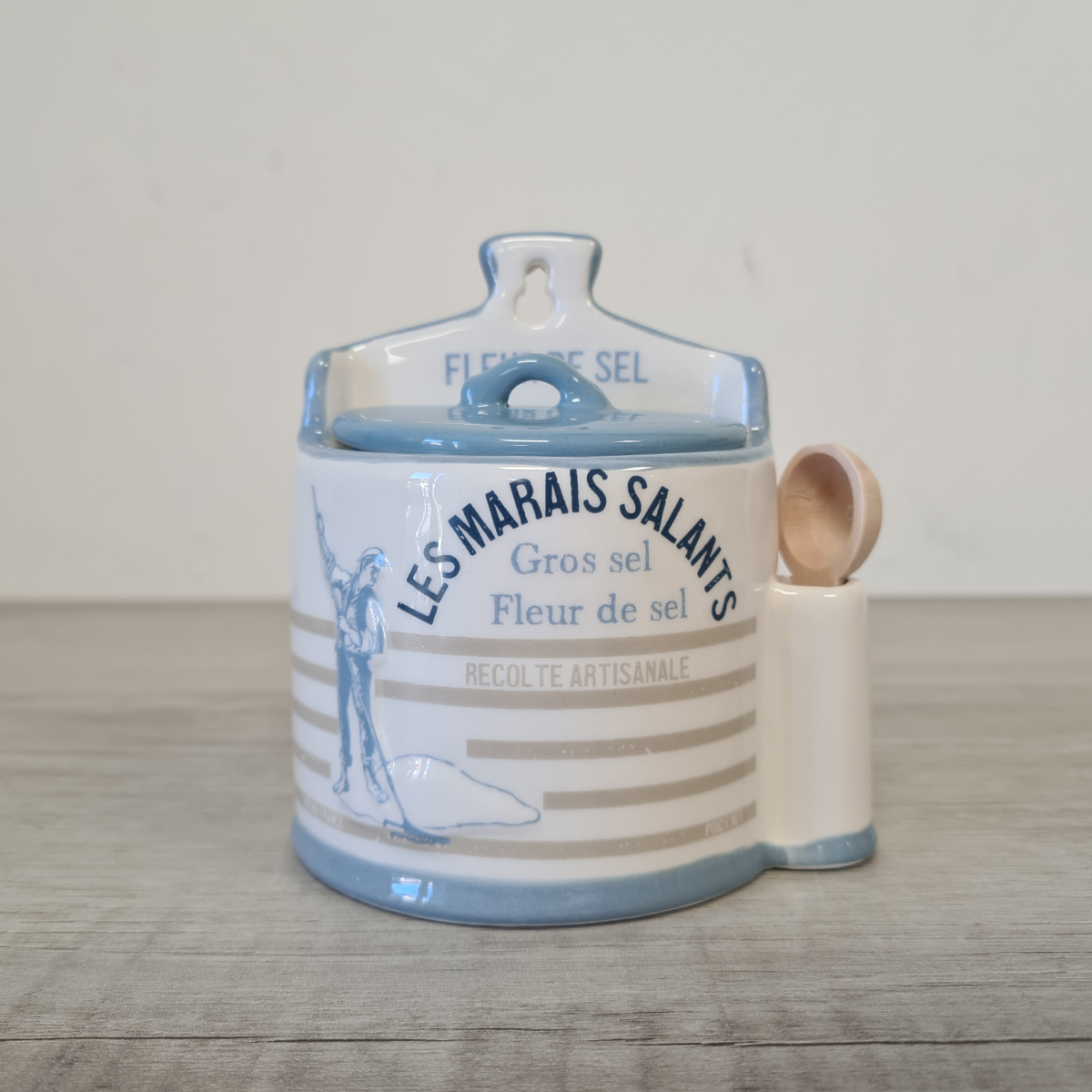Boite  sel Selena BLUE en cramique avec cuillre