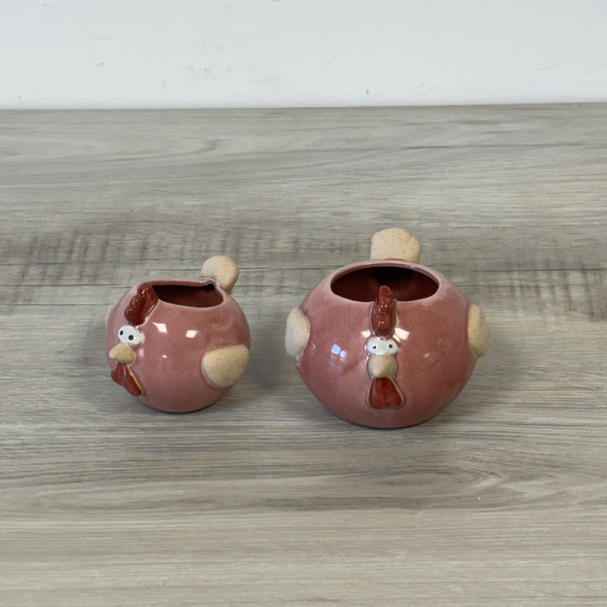 Mini cache-pot poule rose en cramique 8 cm