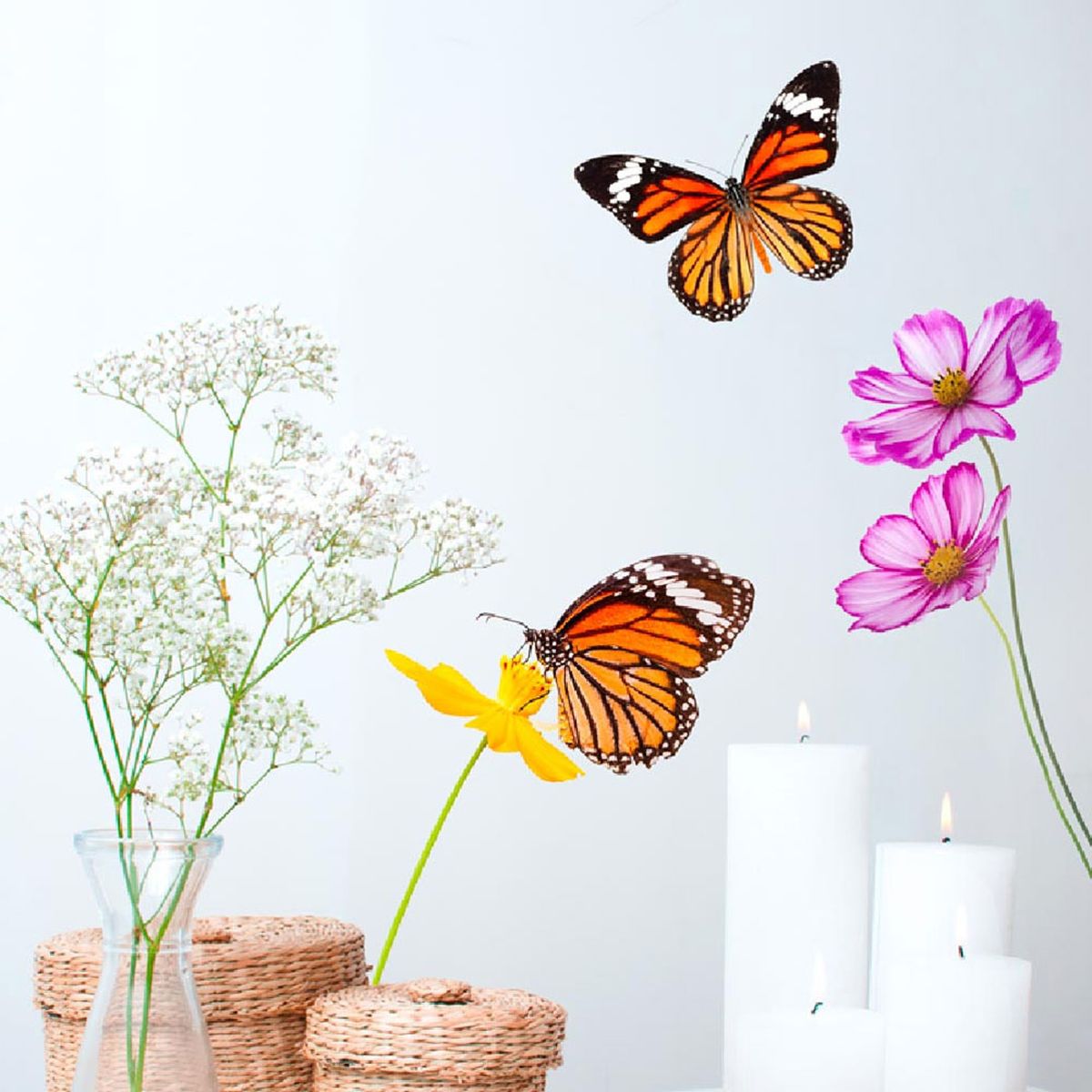 Autocollant Mural Fleurs et Papillons