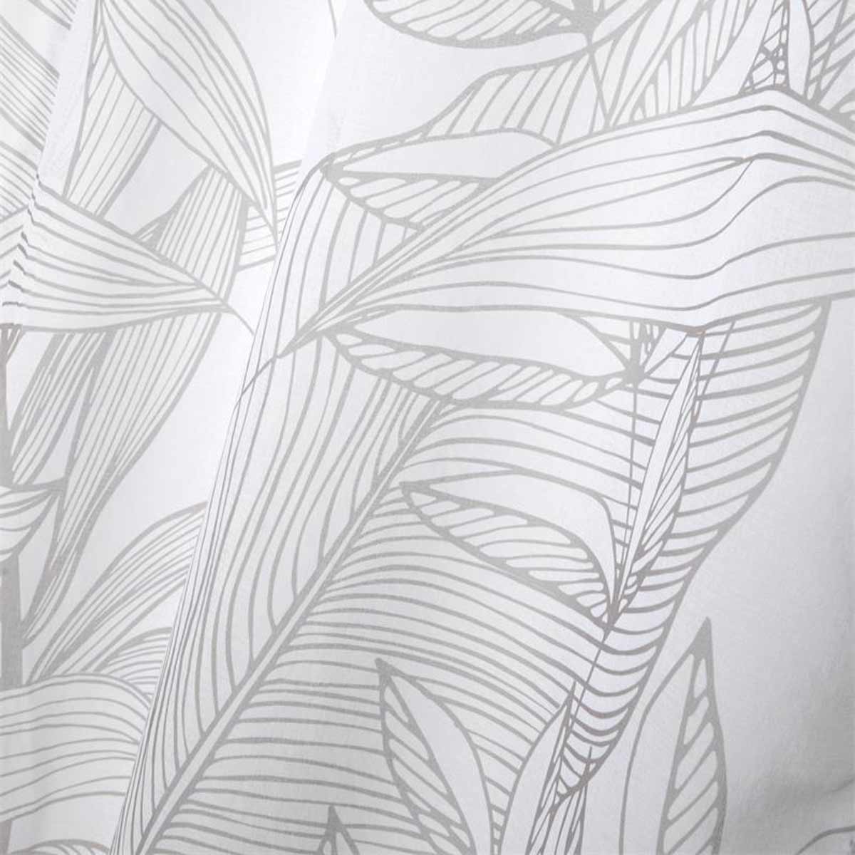 Voilage  oeillets Japandi Blanc motif gris 140 x 260 cm