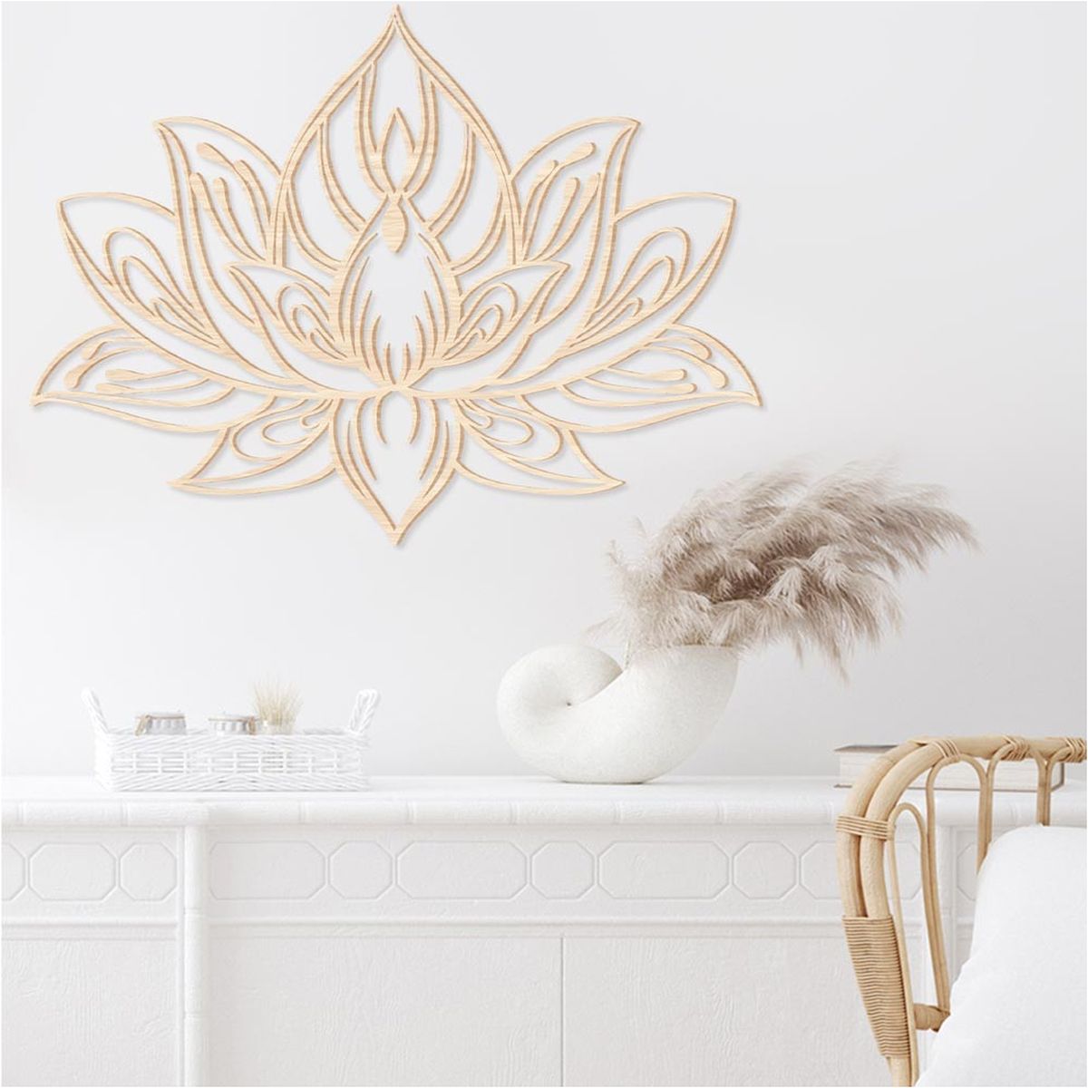 Dcoration murale en bois Lotus