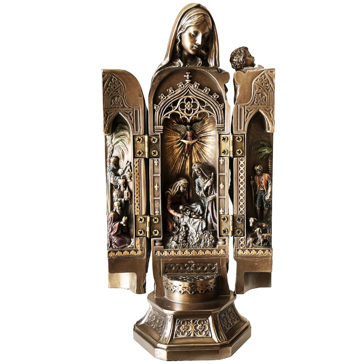 Statuette Vierge  l'enfant de couleur bronze