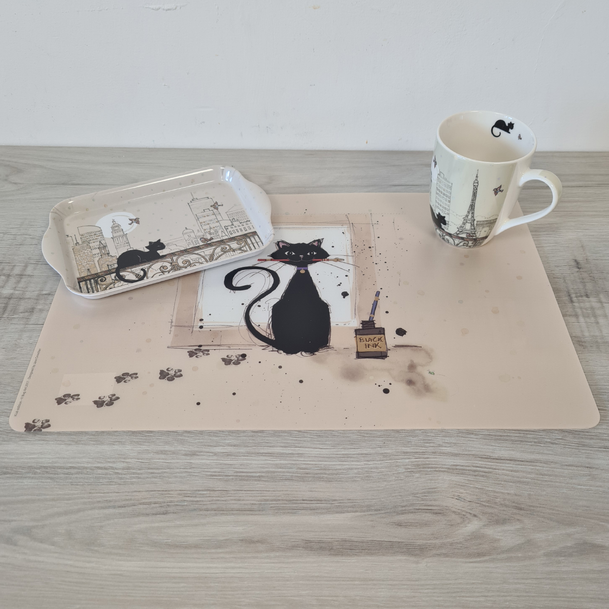 Set de table beige chat peintre 43 cm