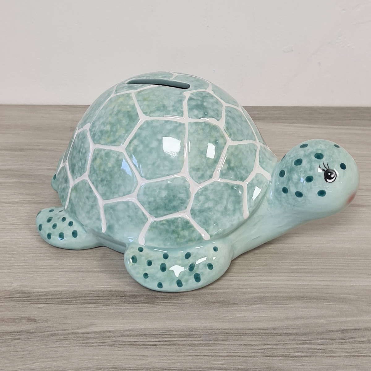 Tirelire tortue verte en cramique 18.5 cm