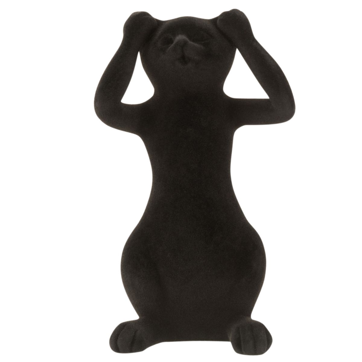 Figurine chat en rsine Noire Floque - N'entend Rien