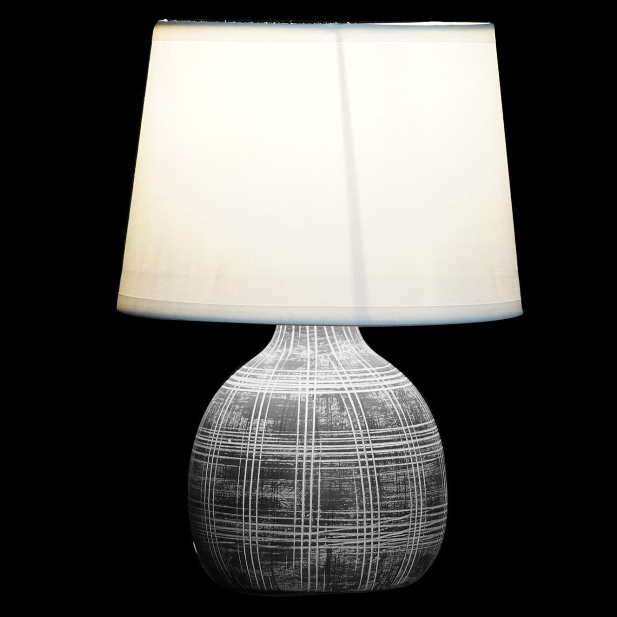 Lampe en grs anthracite et blanc 26 cm