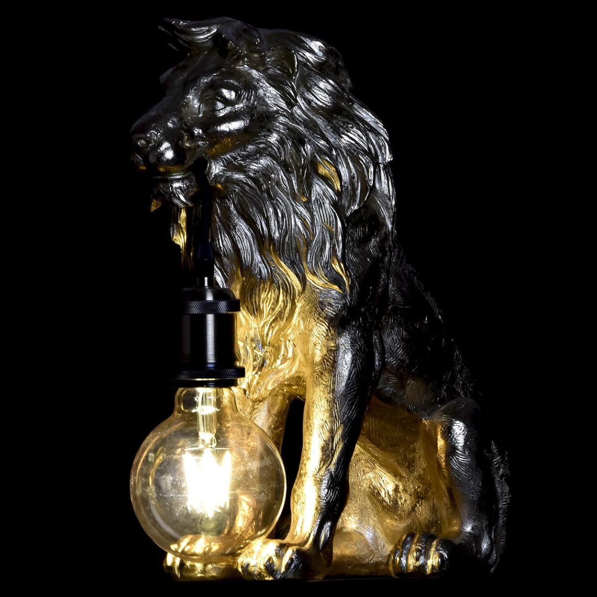 Lampe  poser lion dor 35.5 cm