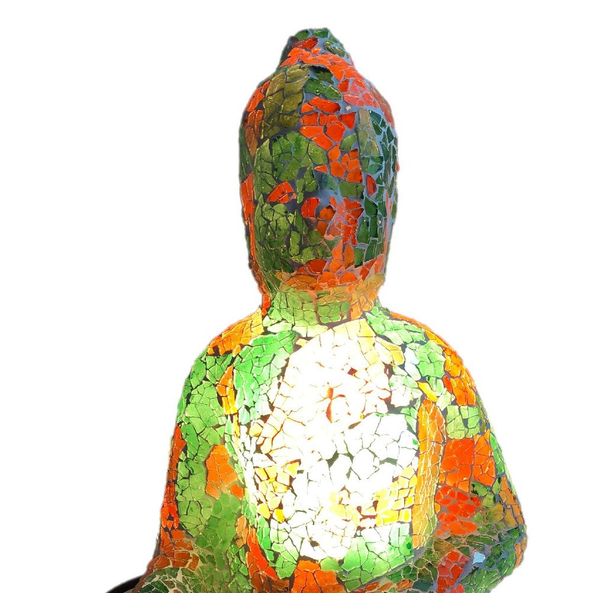 Lampe en verre Bouddha mditant - Orange et Vert