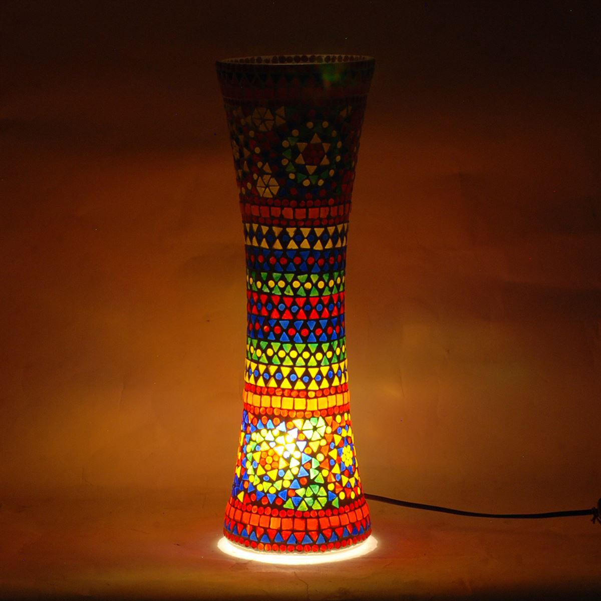Lampe vase en verre multicolore