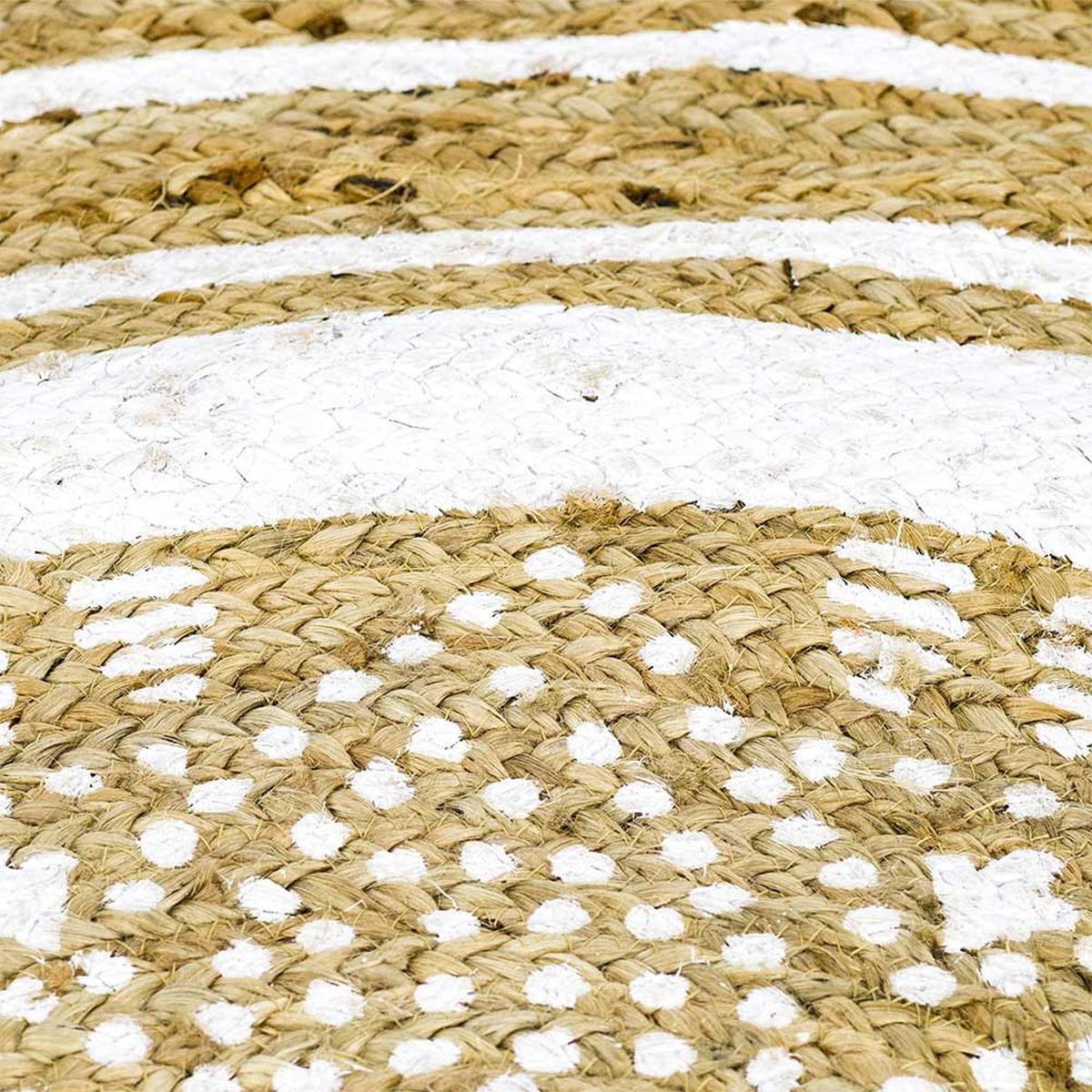 Tapis rond ethnique mandala blanc 120 cm