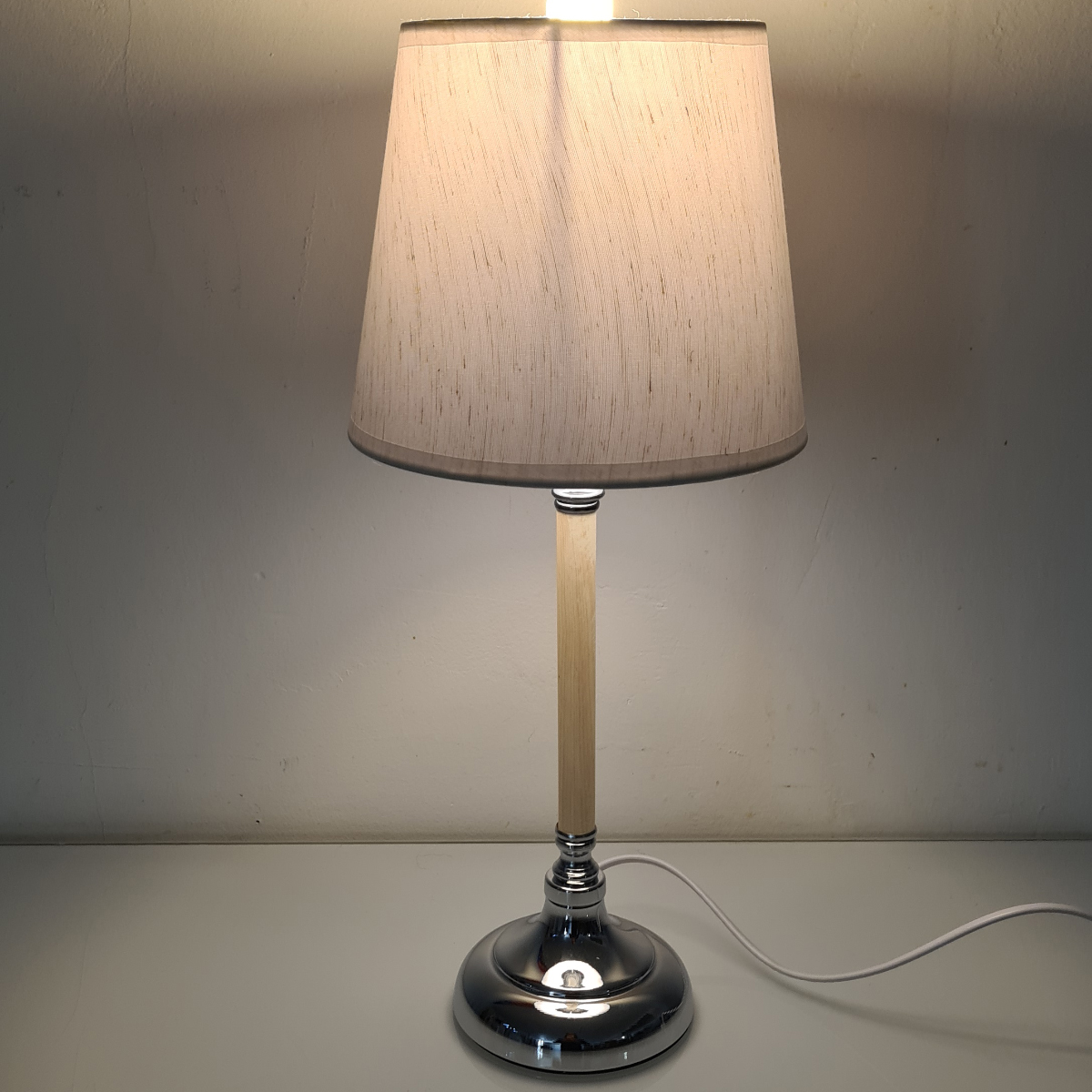 Lampe de table Ethan argente et Beige 40 cm