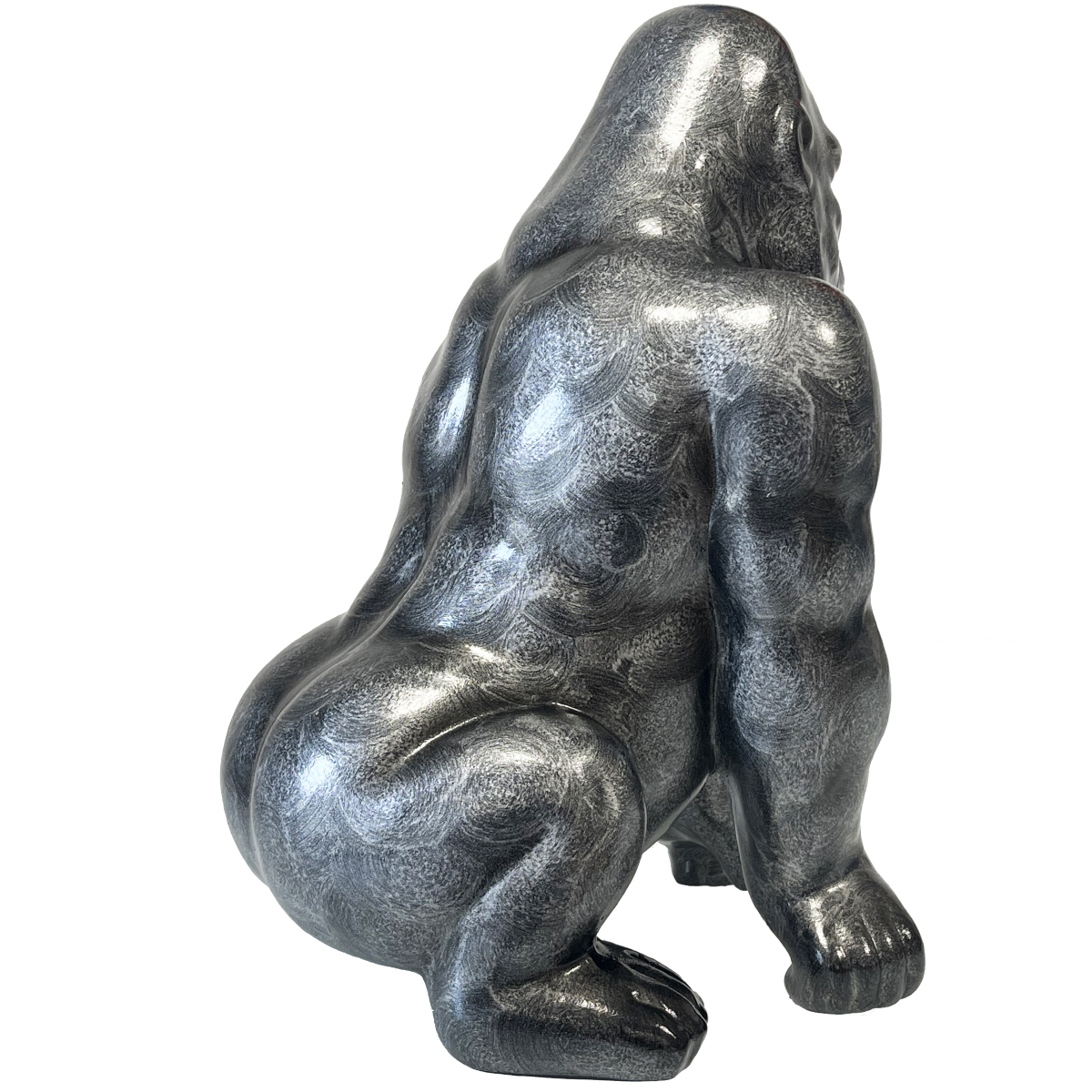 Statue en cramique Gorille argent patin