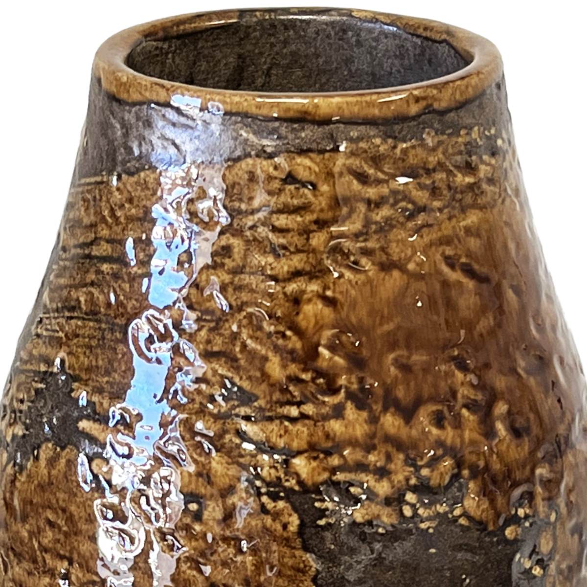 Vase artisanal marron vitrifi 29 cm
