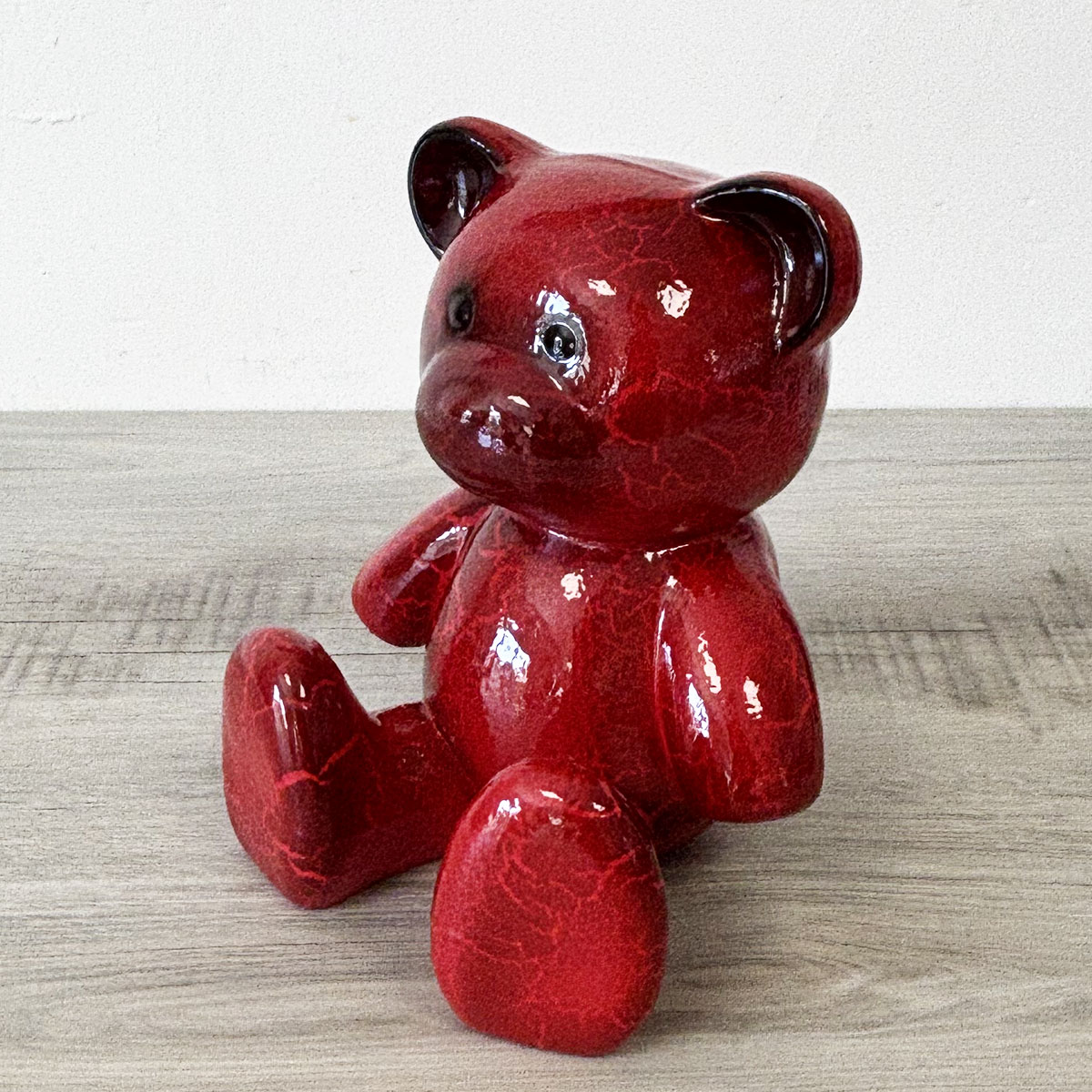 Statue en cramique ourson rouge 23 cm