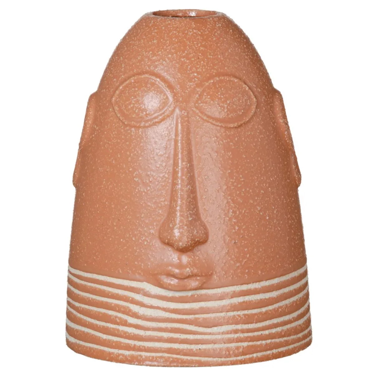 Vase Visage en cramique ocre orange
