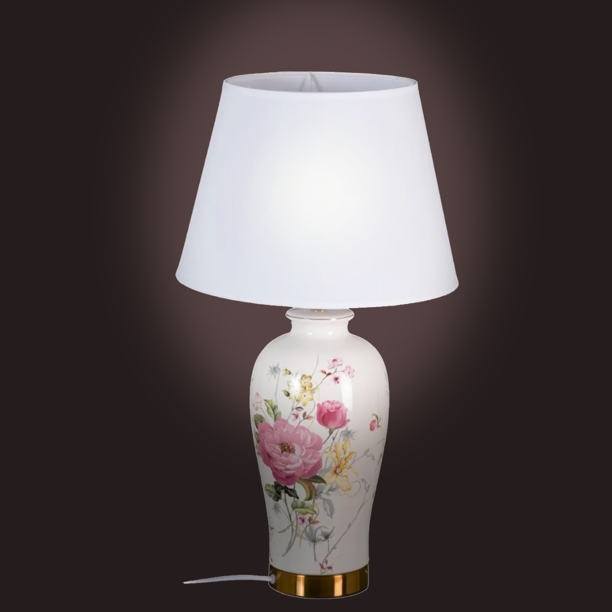 Lampe en cramique floral 54 cm