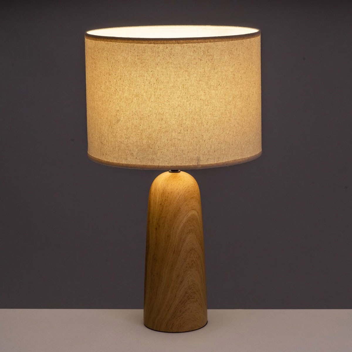 Grande lampe en cramique aspect bois 49 cm