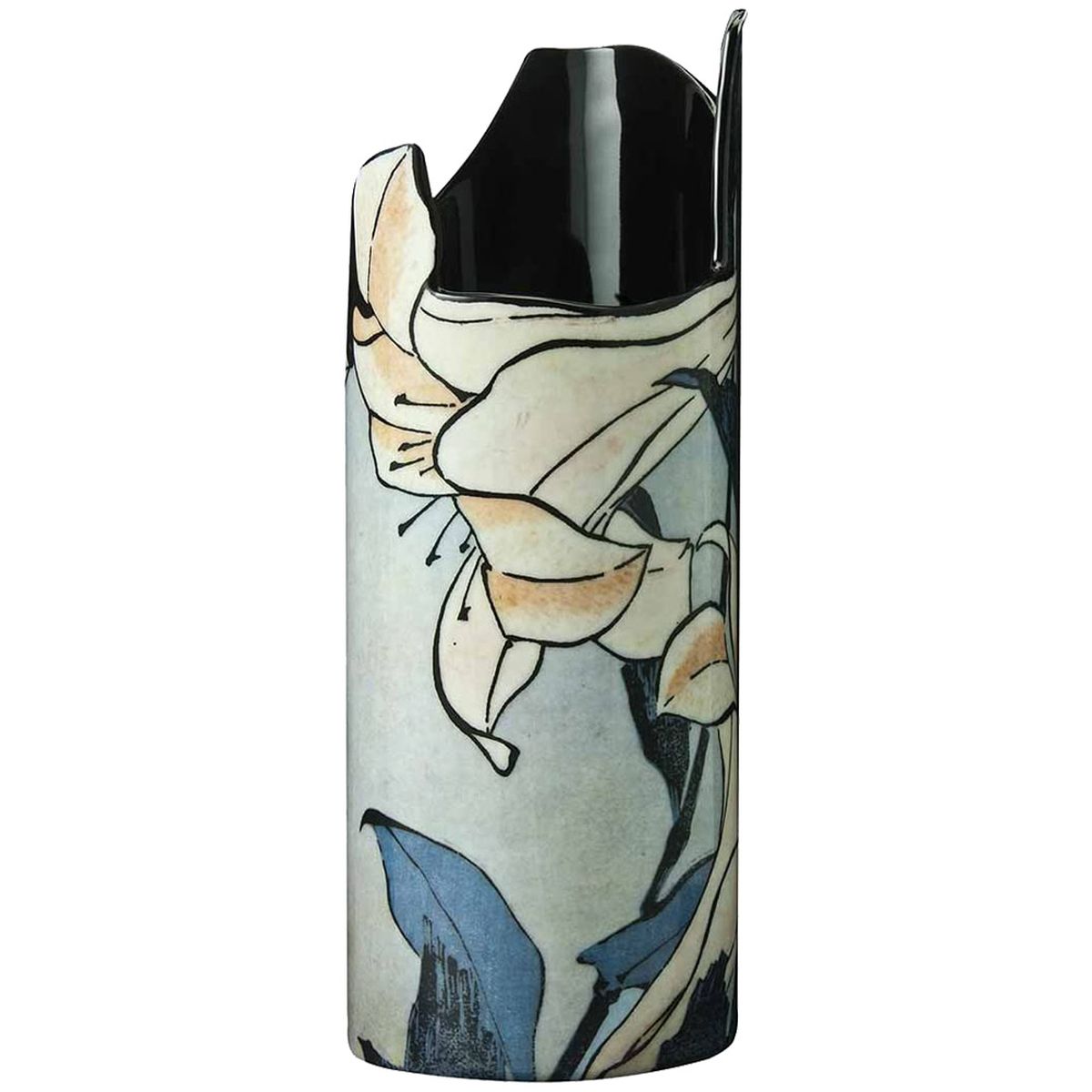 Vase en cramique silhouette hokusa les lys 22 cm