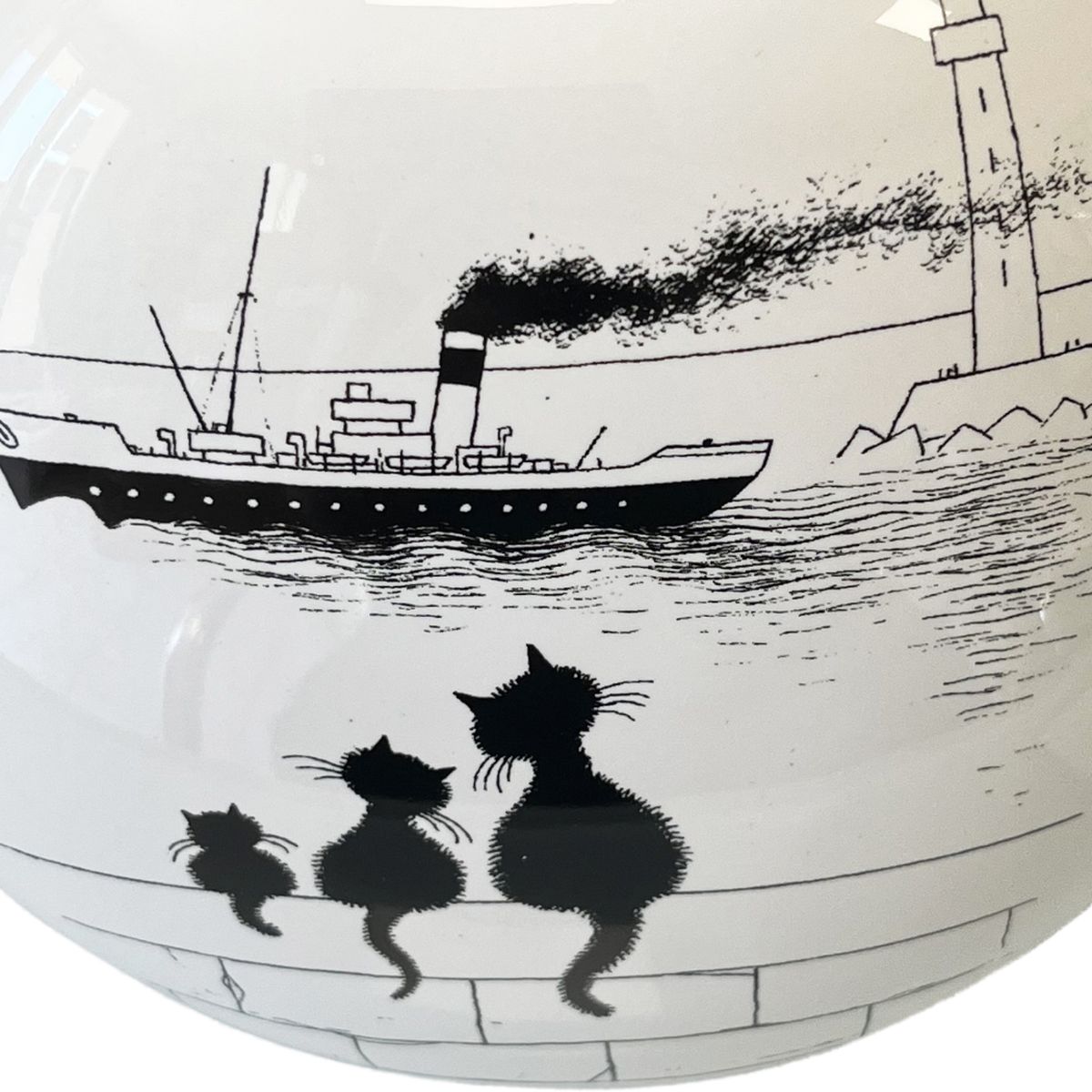 Vase Le Trio en cramique Oval Chats par Dubout