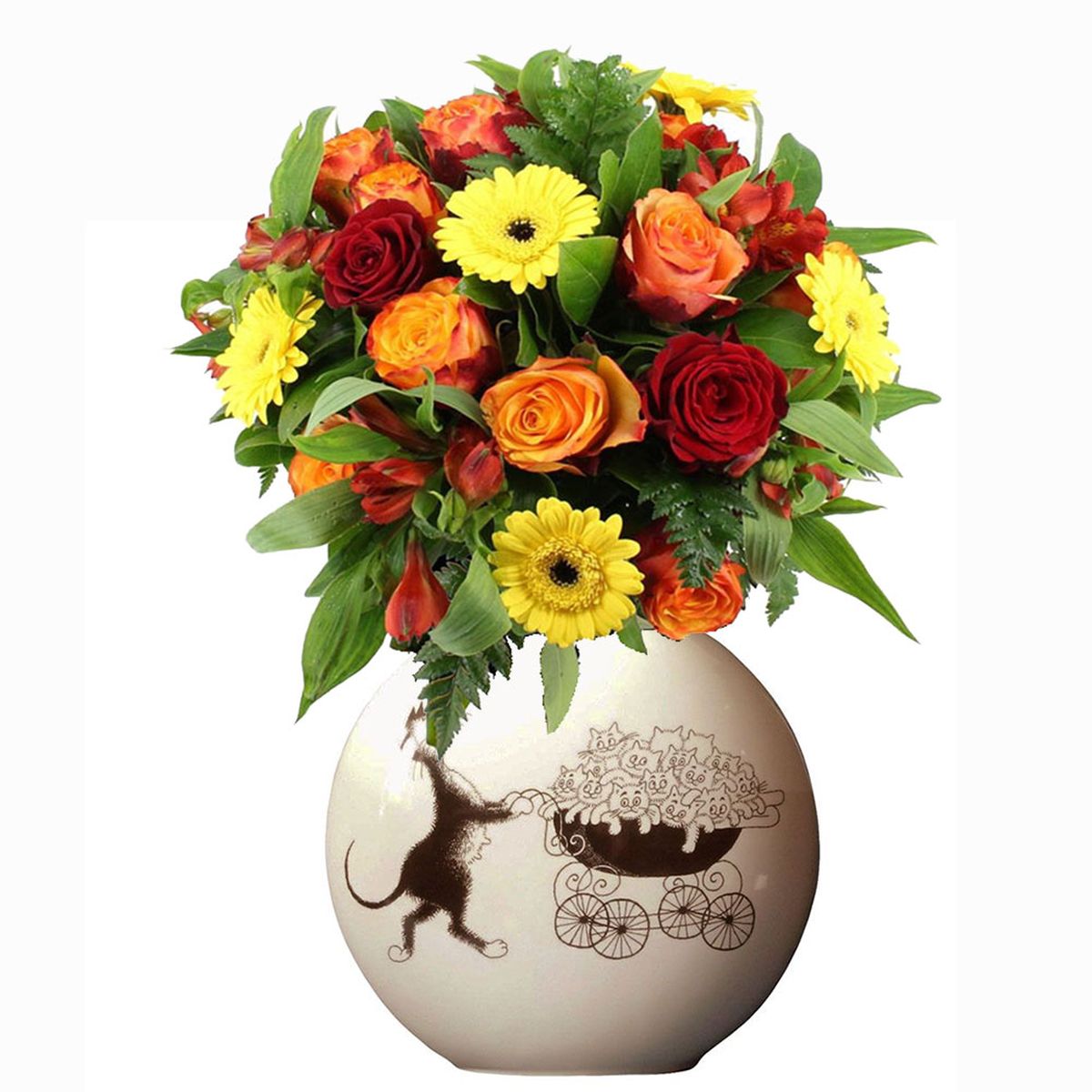 Vase en cramique Oval Chats par Dubout