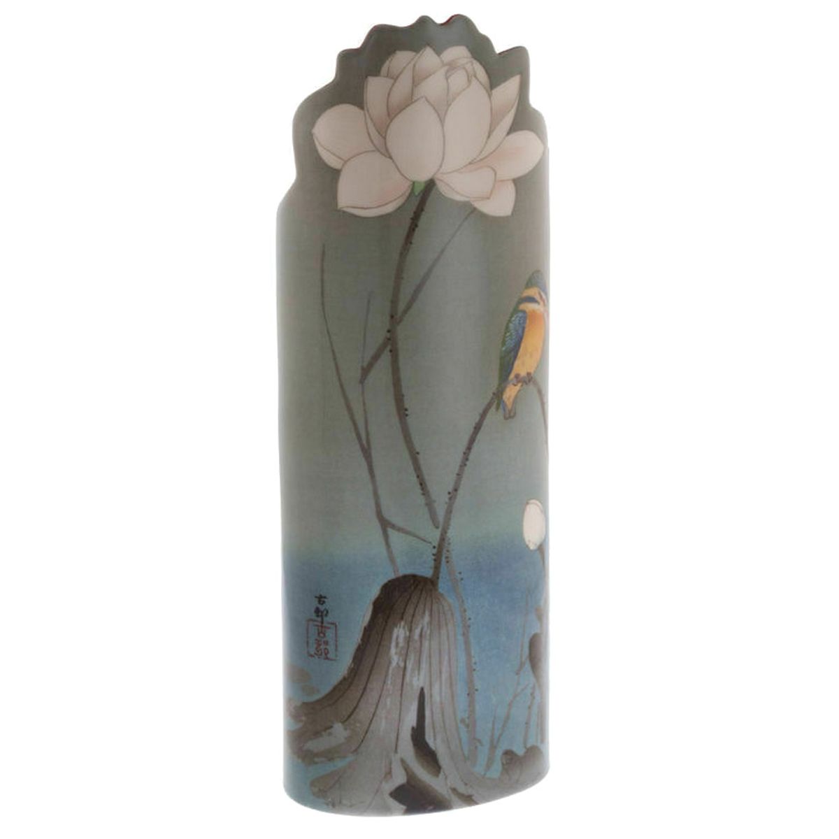 Vase en cramique silhouette Ohara Koson - Martin-pcheur