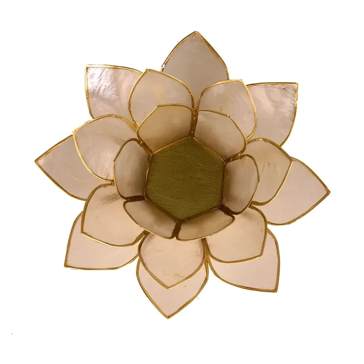 Porte Bougie Fleur de Lotus Blanc et or