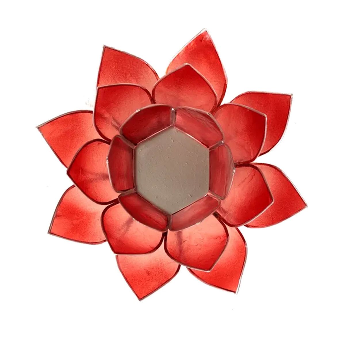Porte Bougie Fleur de Lotus rouge nuanc et argent 1er chakra