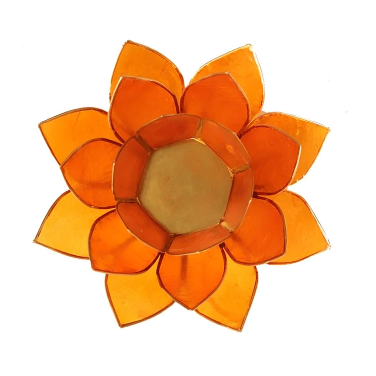 Porte Bougie Fleur de Lotus Orange et Or 2nd chakra