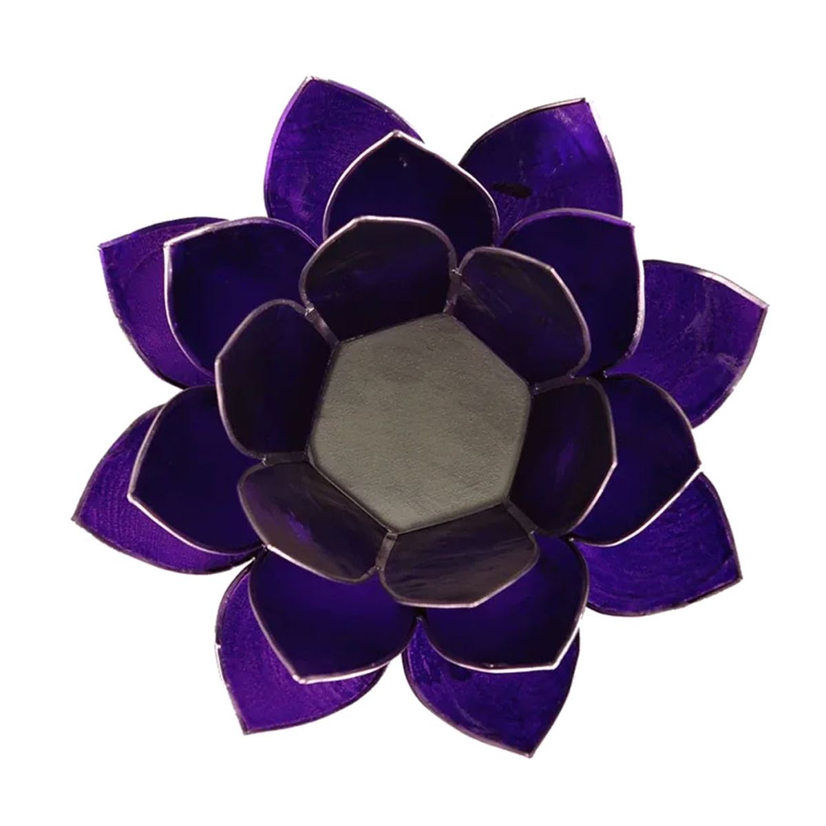 Porte Bougie Fleur de Lotus Violet et argent 7 me chakra
