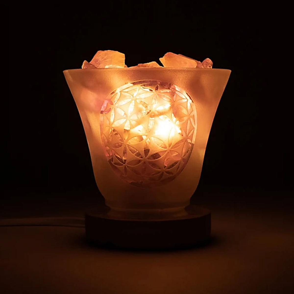Lampe damthyste 12 cm -  Fleur de vie