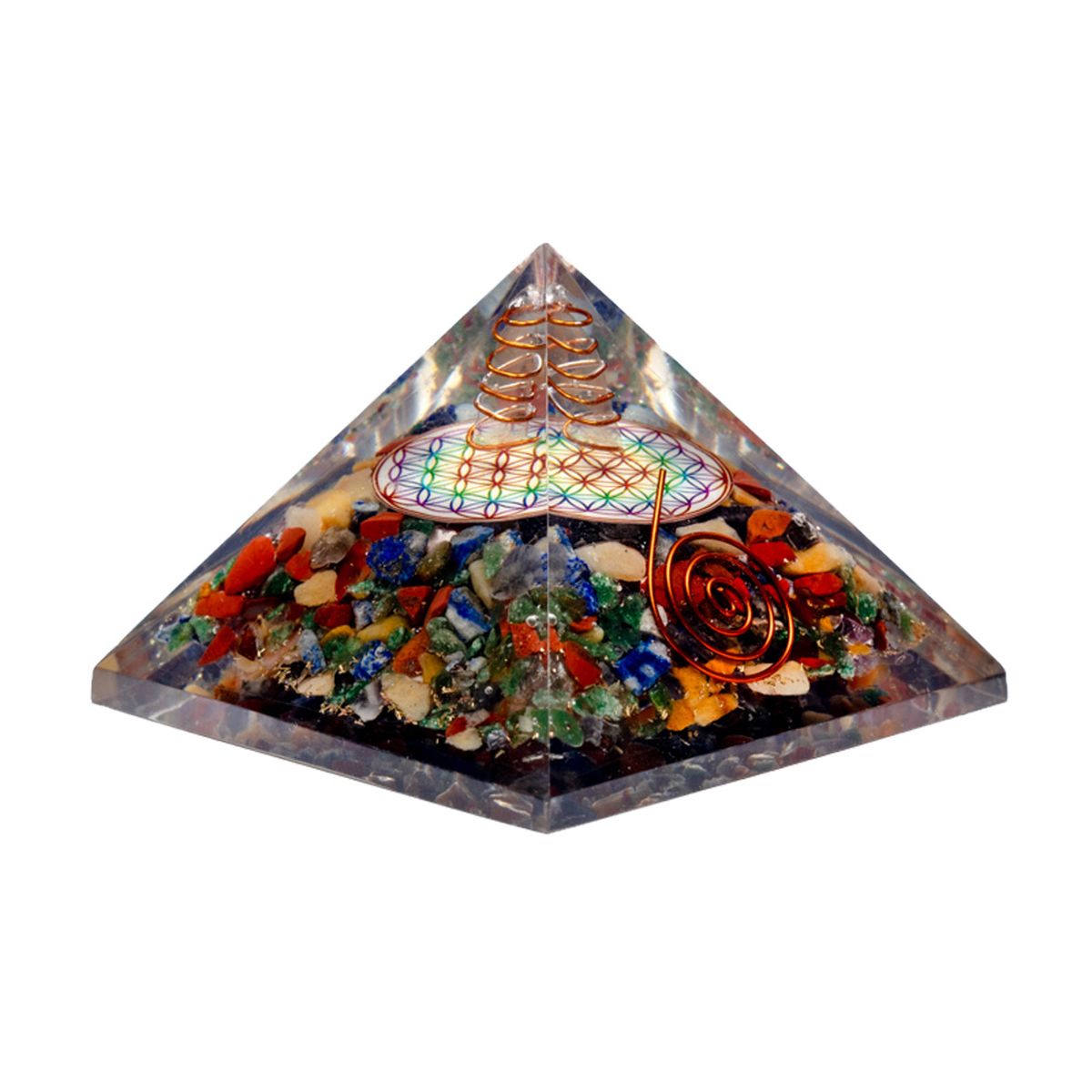 Pyramide Orgonite fleur de Vie colore - 7.5 x 7.5 x 6 cm