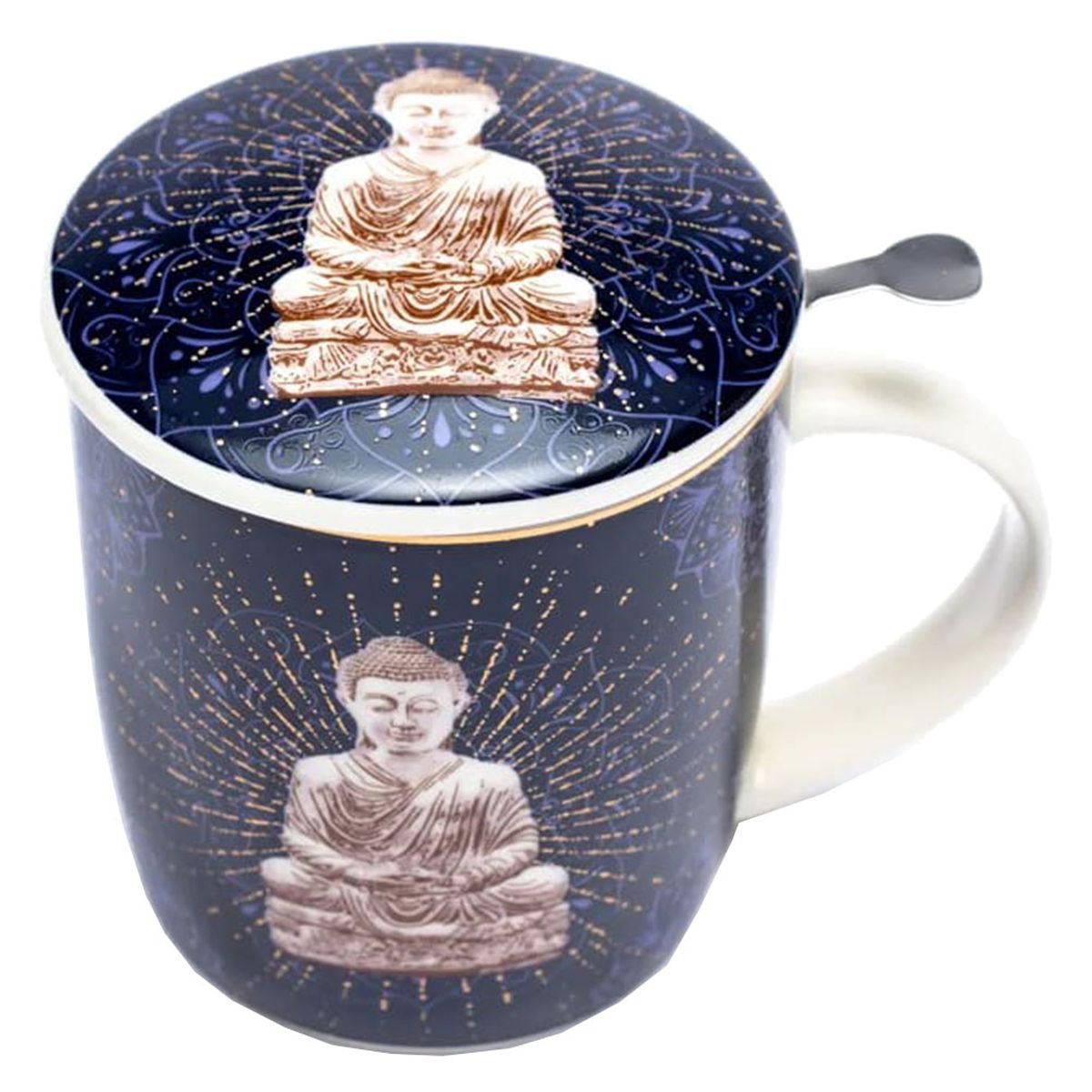 Mug avec infuseur mtal - Bouddha bleu Nuit