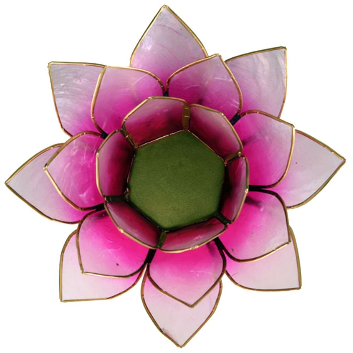 Porte Bougie Fleur de Lotus Rose fonc et or