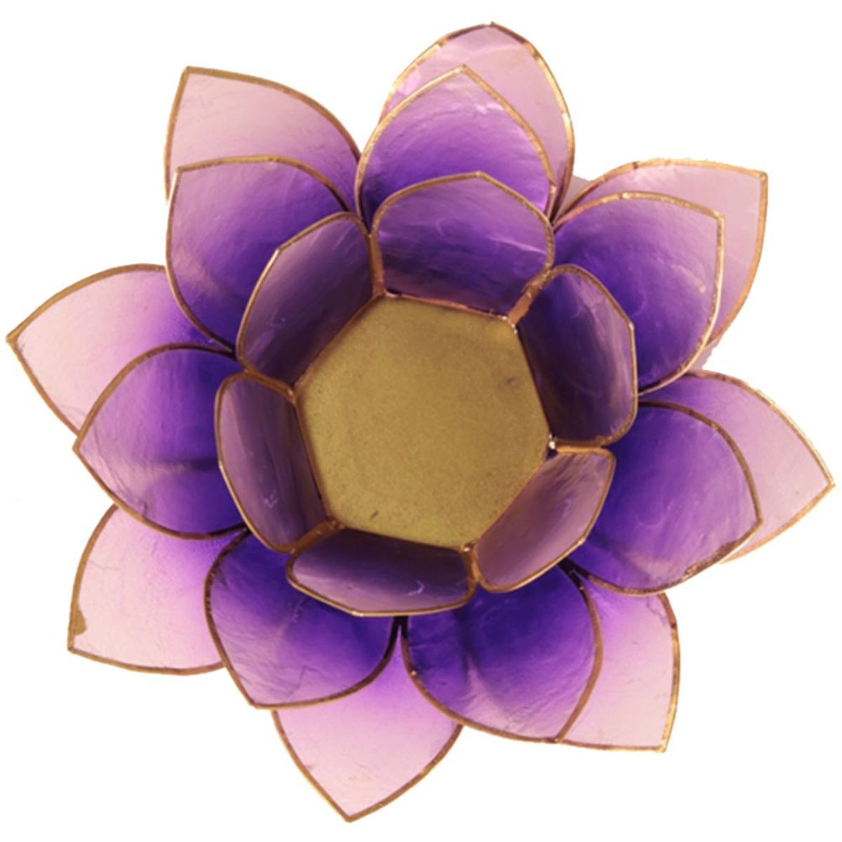 Porte Bougie Fleur de Lotus Violet et or