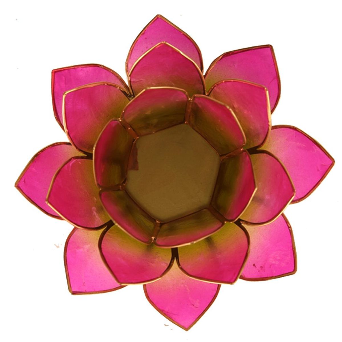 Porte Bougie Fleur de Lotus Rose Vert et or