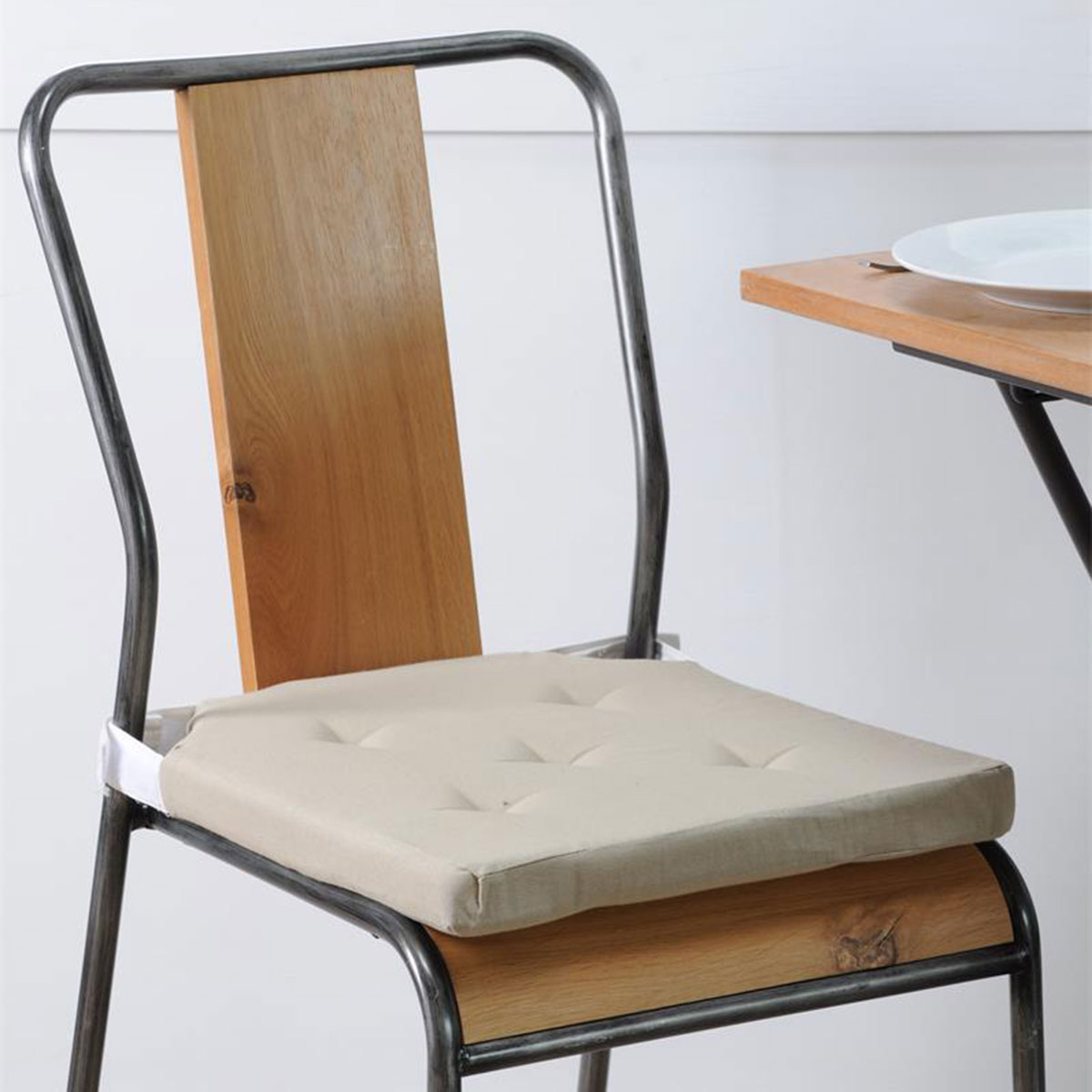 Coussin de chaise rversible lin et beige en coton 38 x 38 cm