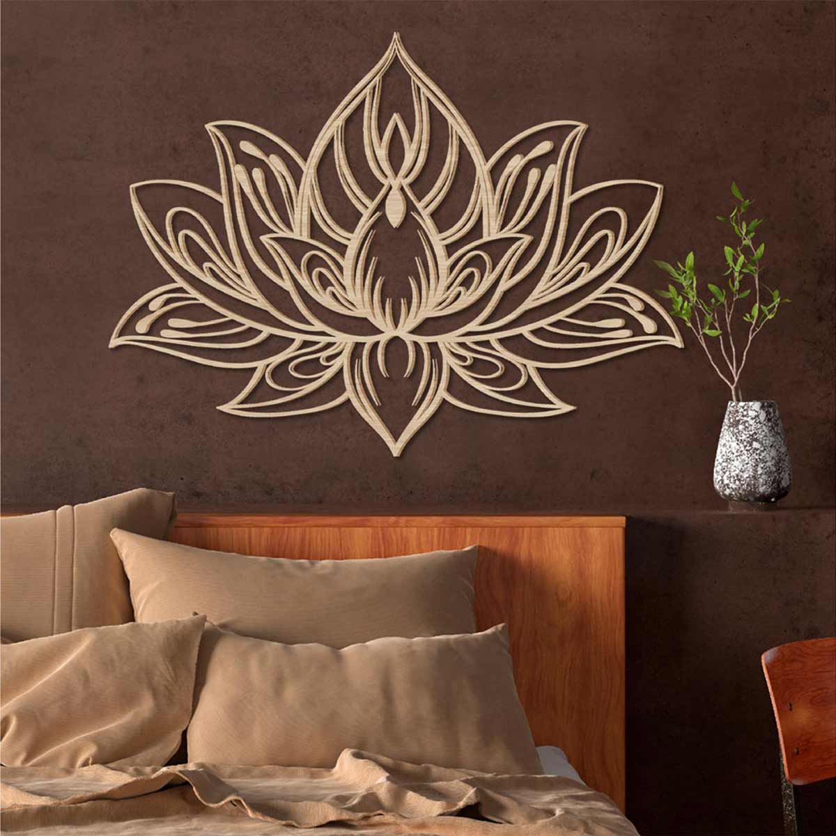 Dcoration murale en bois Lotus