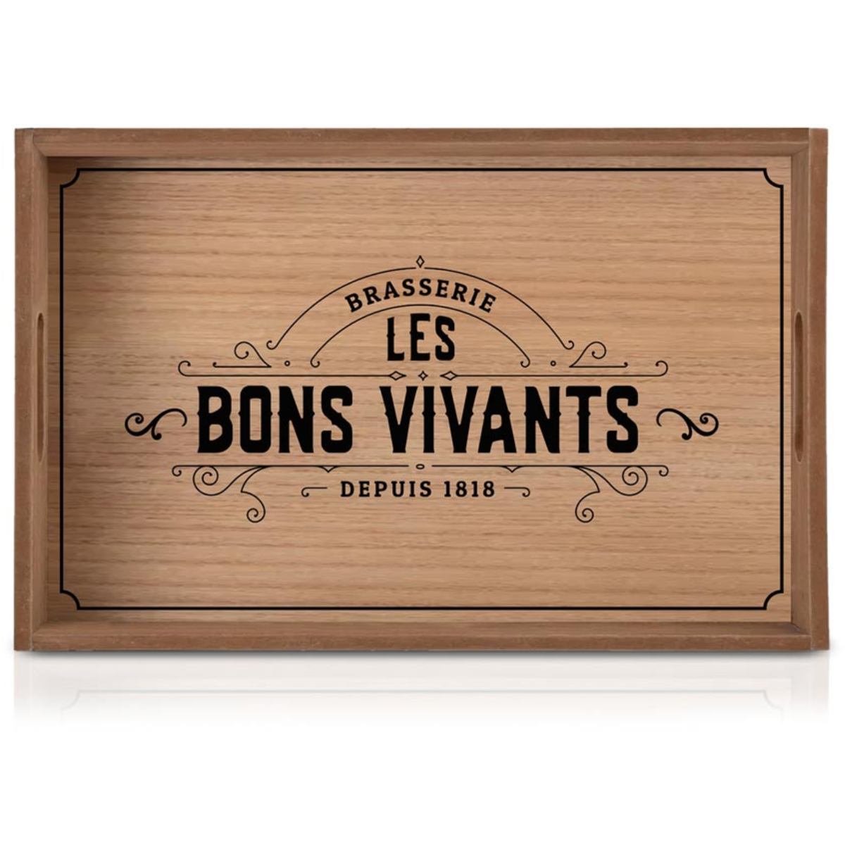 Plateau dco en bois - Les Bons Vivants - 40 x 25 cm