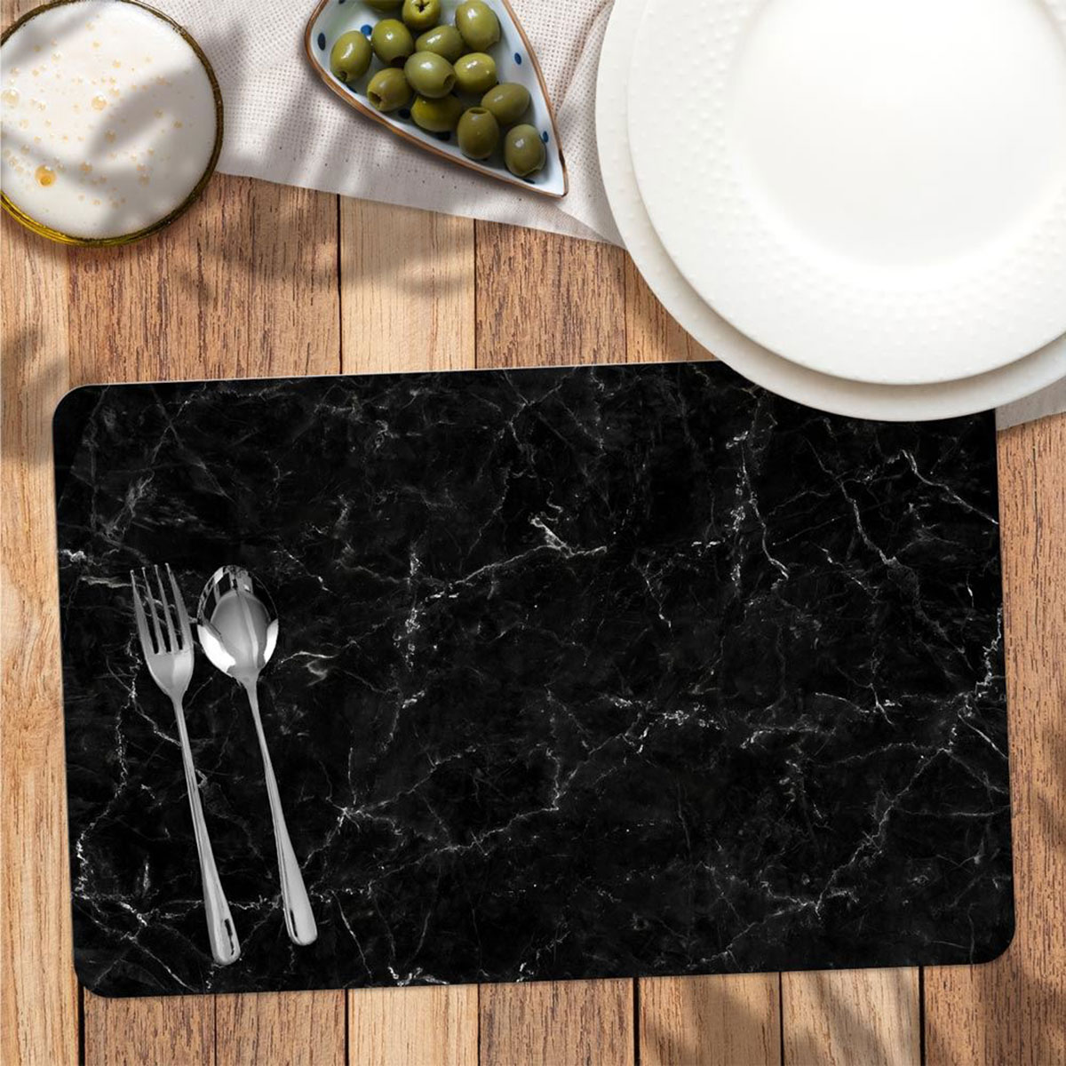 Set de table aspect marbre noir