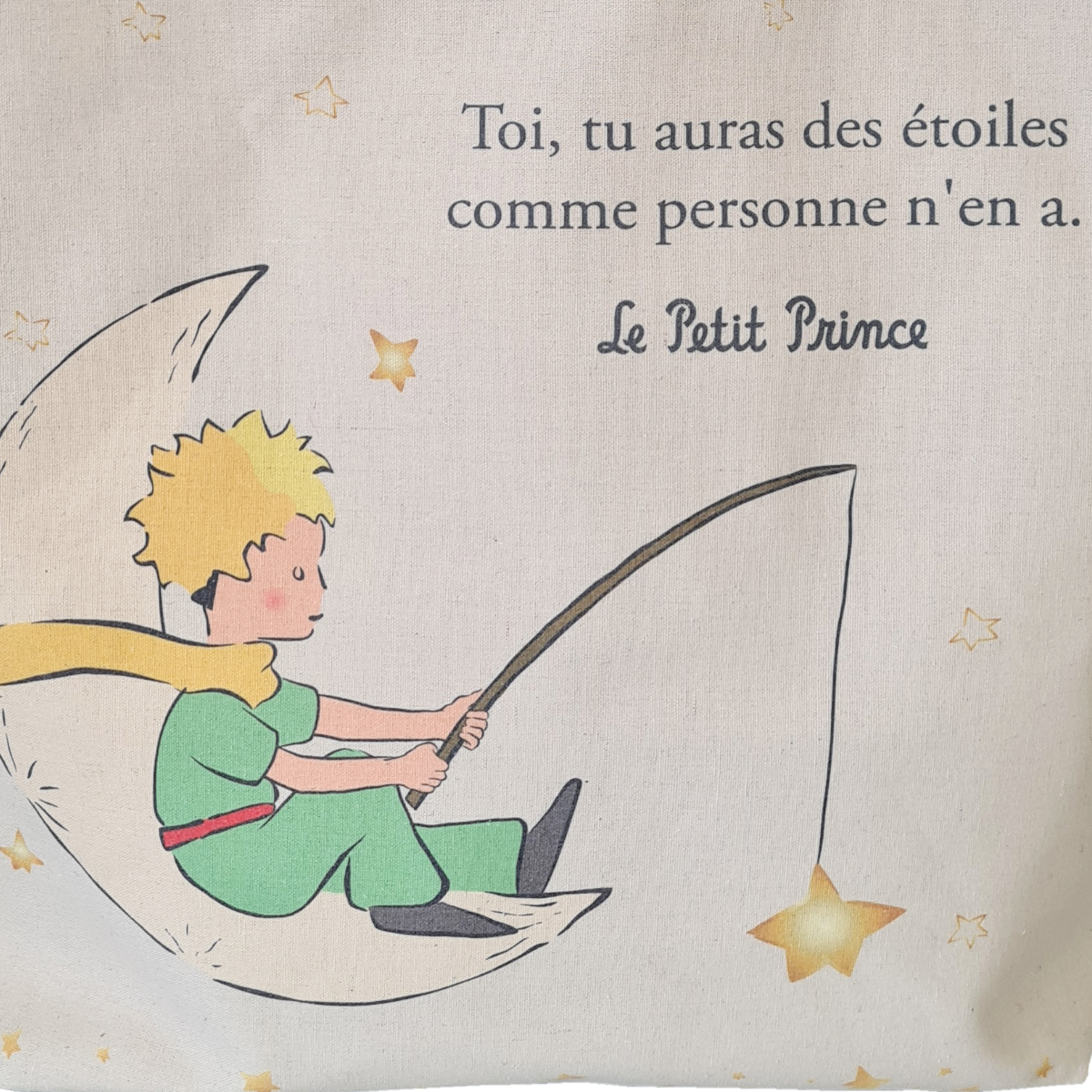 Grand sac cabas Le Petit Prince en coton blanc