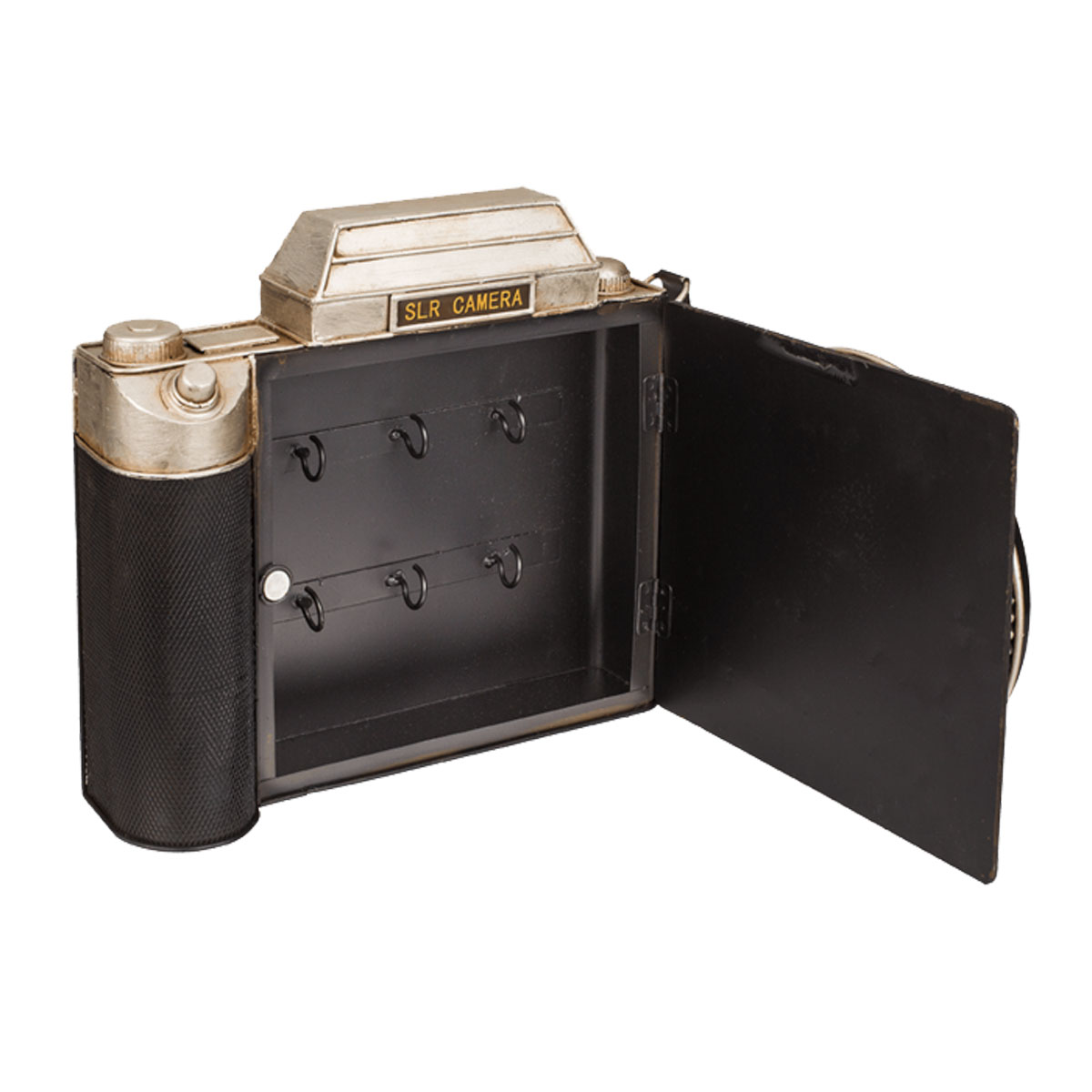 Bote  clefs appareil photo avec horloge noire Vintage