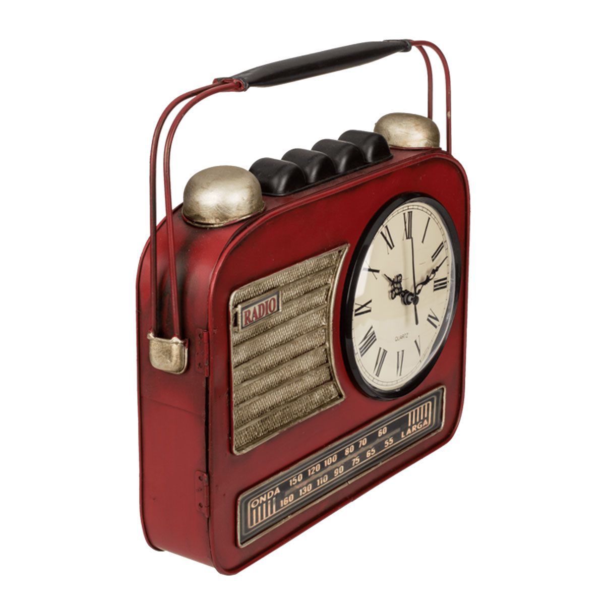 Bote  clefs Poste radio avec horloge rouge Vintage