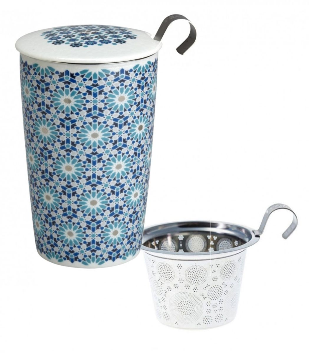 Tasse en porcelaine  double paroi avec infuseur Andalusia bleu
