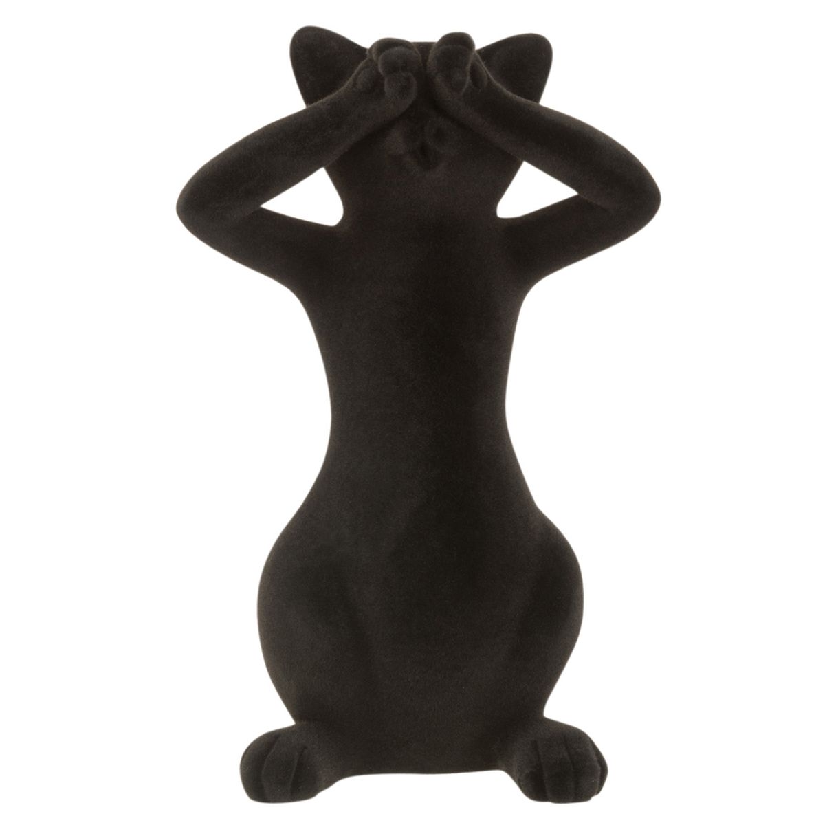 Figurines chats en rsine Noire Floque Les Chats de la Sagesse