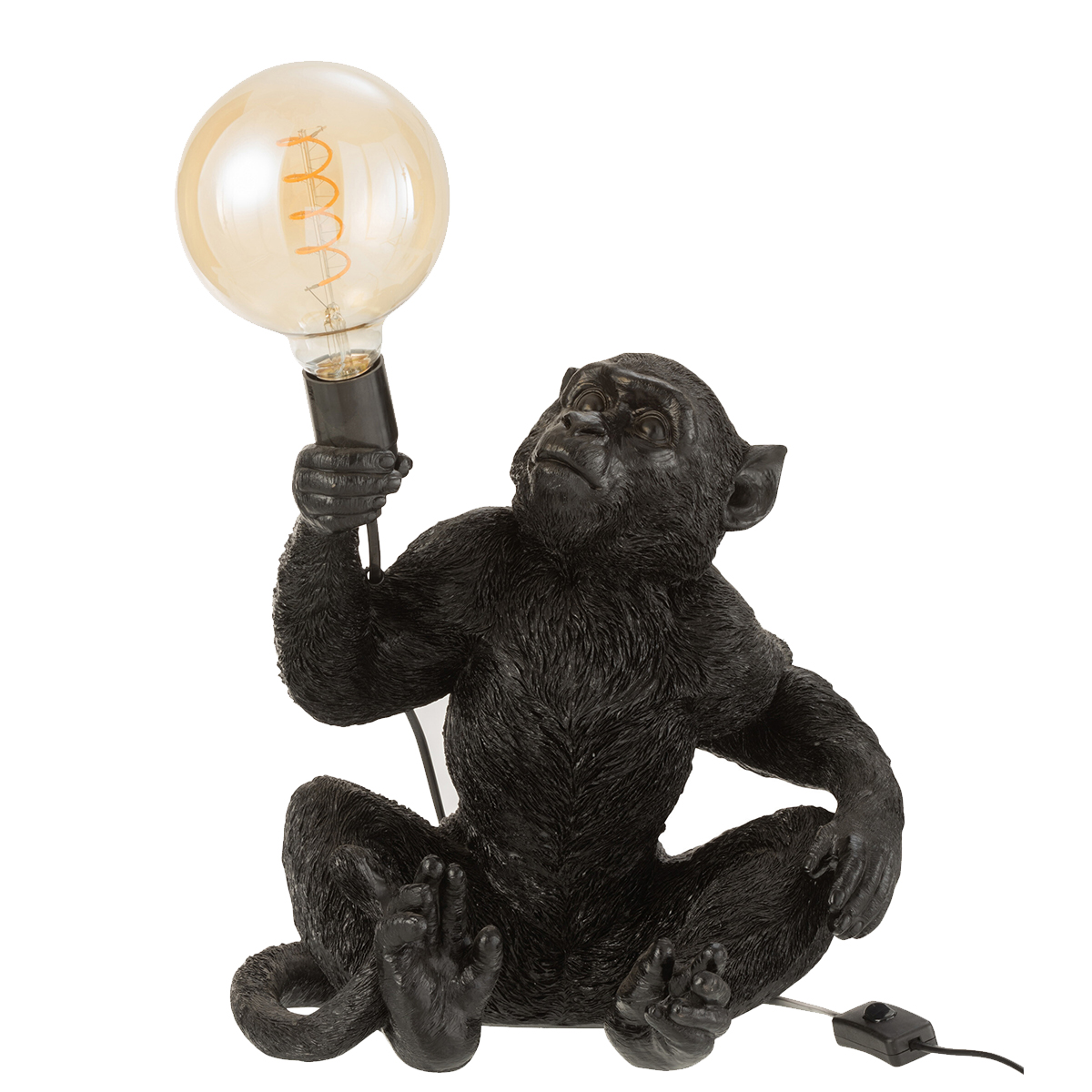 Lampe singe en rsine noire 33 cm